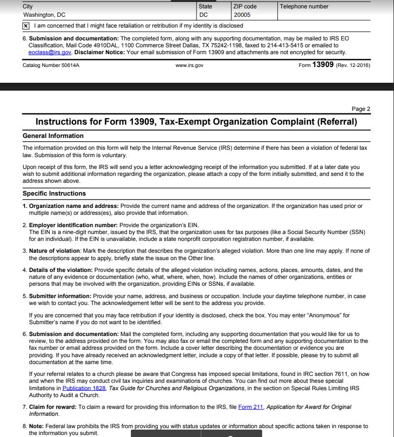 IRS complaint against Ken Strange and Wimberley EMS Reform Austin