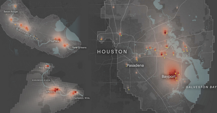 ProPublica Most Detailed Map of Cancer-Causing Industrial Air Pollution in the U.S.