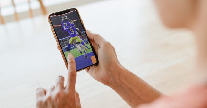 Cellphone playing a sports game