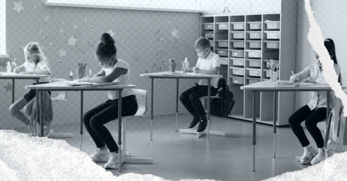 Children taking an exam