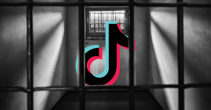 TikTok App behind jail bars
