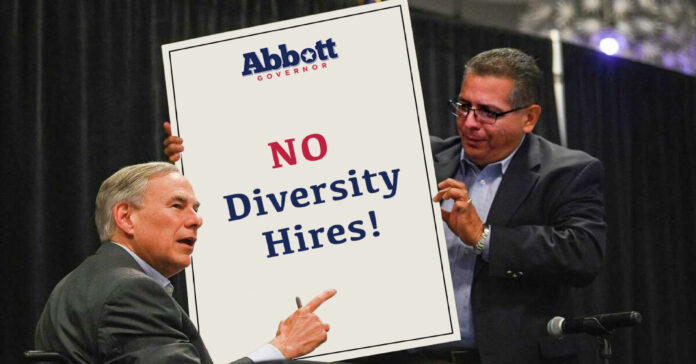 Abbott holding sign