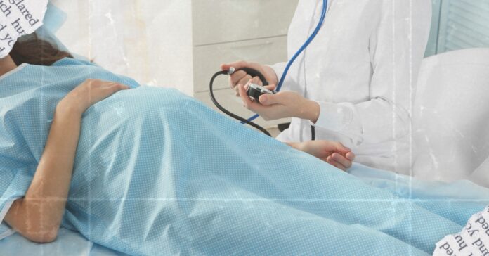 A pregnant women in a hospital