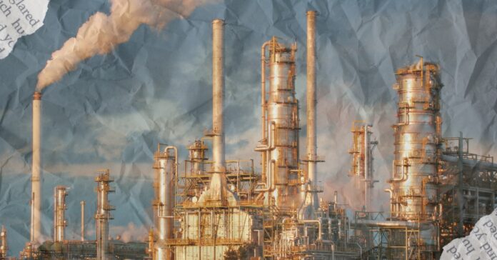 Smoking refinery stacks